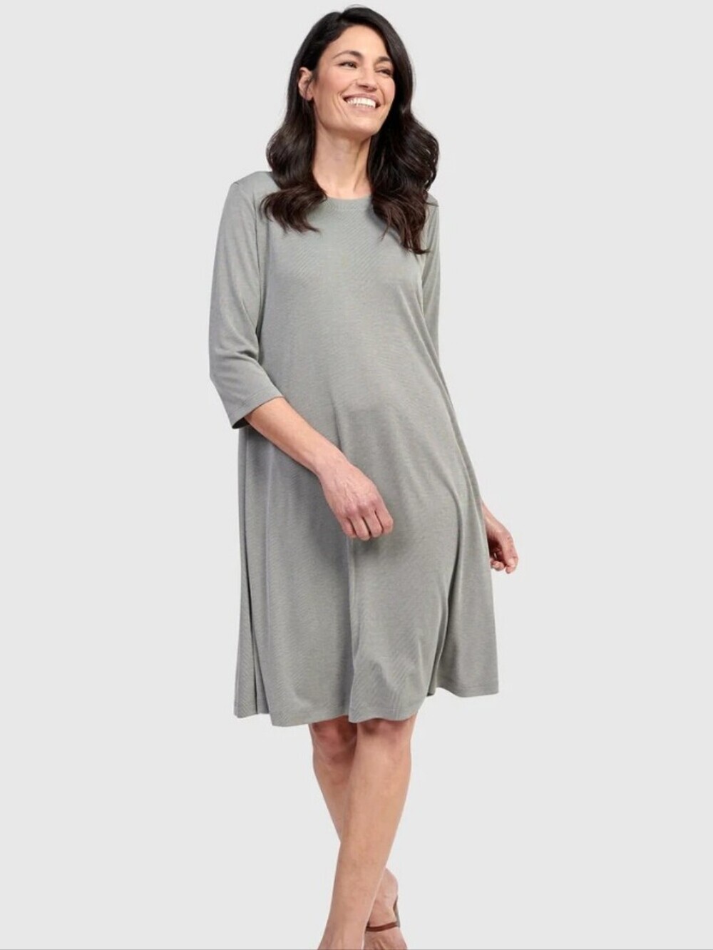 Alembika Essential Relaxed Dress Women Size 6 US 16/18 Gray Lagenlook Minimalist